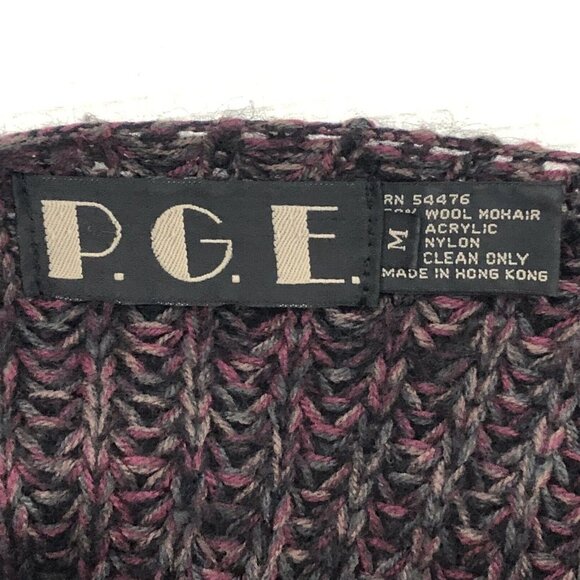Vtg PGE Womens Cardigan Sz M Wool Mohair Chunky Sweater Open Top Button Bottom - Picture 11 of 12